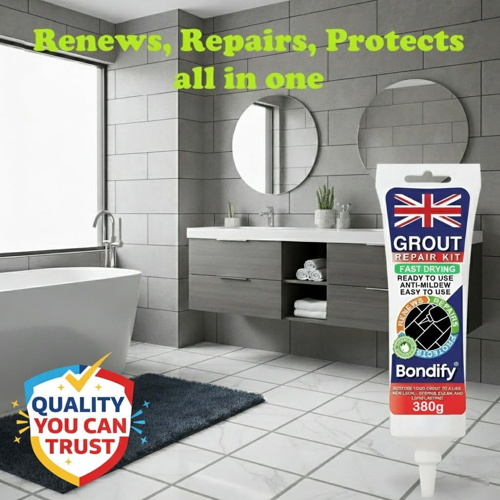 Waterproof White Tile Grout Repair Kit Premixed, 13.4oz/380g Fast Drying, Ext…