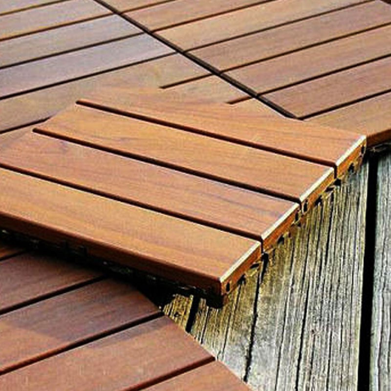 10x Deck Floor Tiles DIY Wood Floor Decking Interlocking Outdoor Garden Balcony