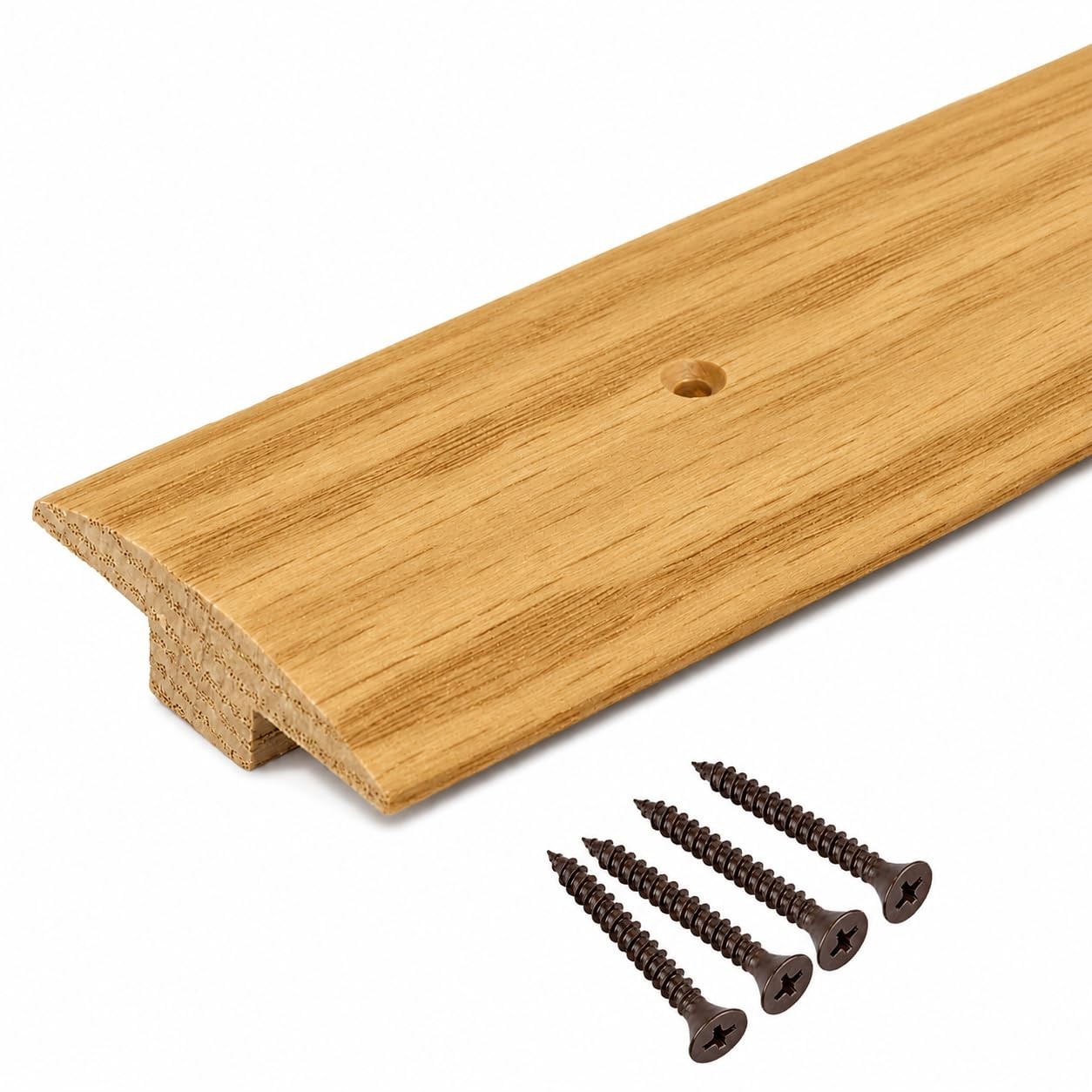 2″ Wide Oak T-Molding – 5/8″ High Prefinished Threshold Strip with Light Stain
