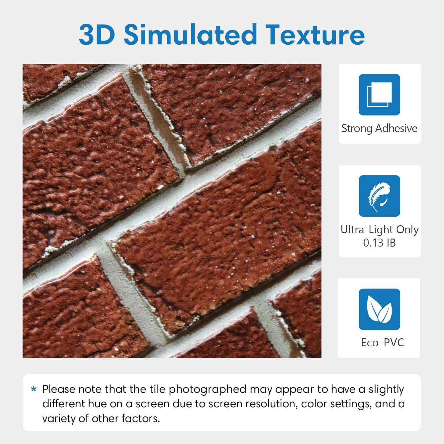 3D Peel and Stick Faux Brick Wall Panels, Red PVC Wallpaper, 10 Pcs 12″x12