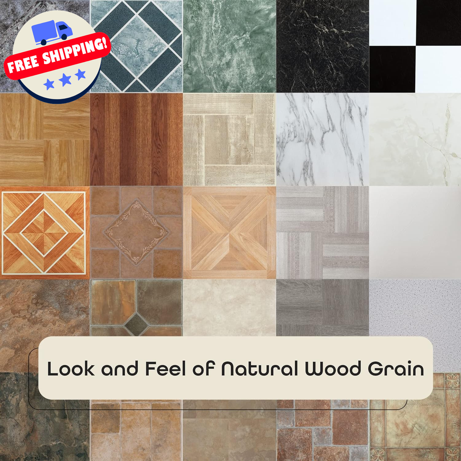 Vinyl Floor Tiles Peel & Stick Self Adhesive Flooring 12×12, 45 Tiles – 45 sq ft