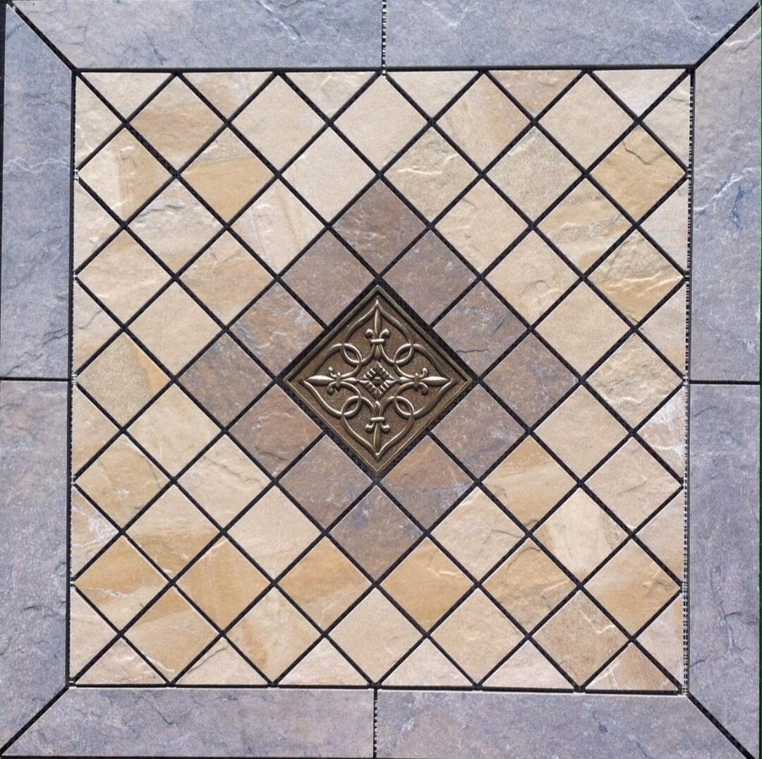 21 1/2″ X 21 1/2″ Tile Medallion – Daltile Ayers Rock tile & metal accent piece