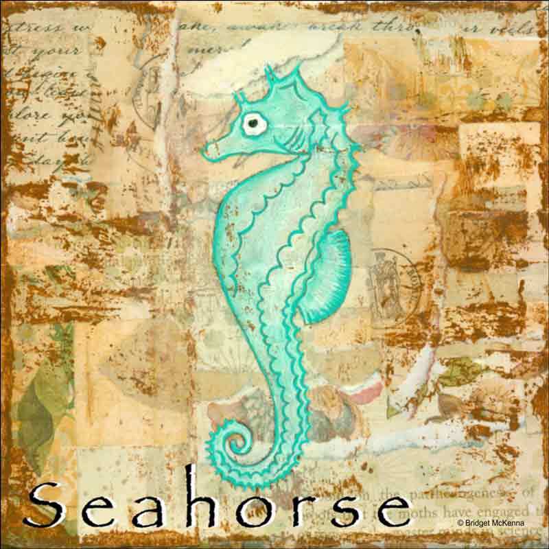 Sea Horse Accent & Decor Tile Bridget McKenna Sea Life Art CCI-BRI260AT