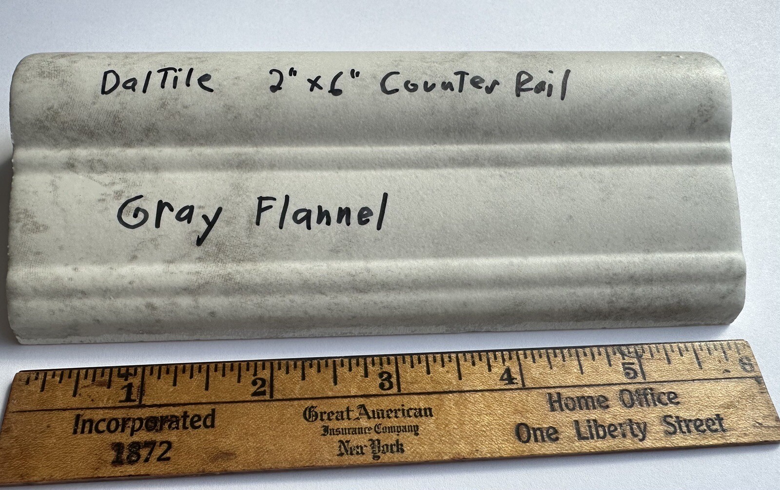 1 pc. Daltile: Light & Darker Grays: V-Cap Ceramic Trim Tile: Countertop-Edging
