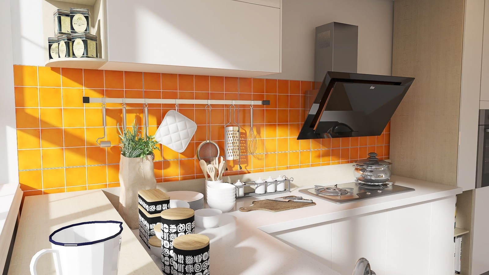 Single-color Talavera orange wall tiles for bathroom kitchen – Mostaza Deslavado