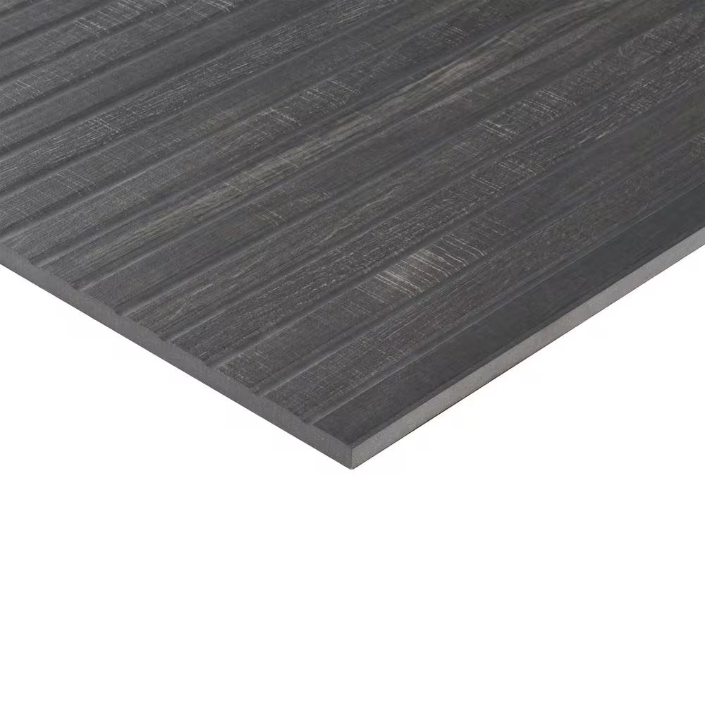 Montgomery Ribbon Black 24 In. X 48 In. Matte Porcelain Floor and Wall Tile (15.