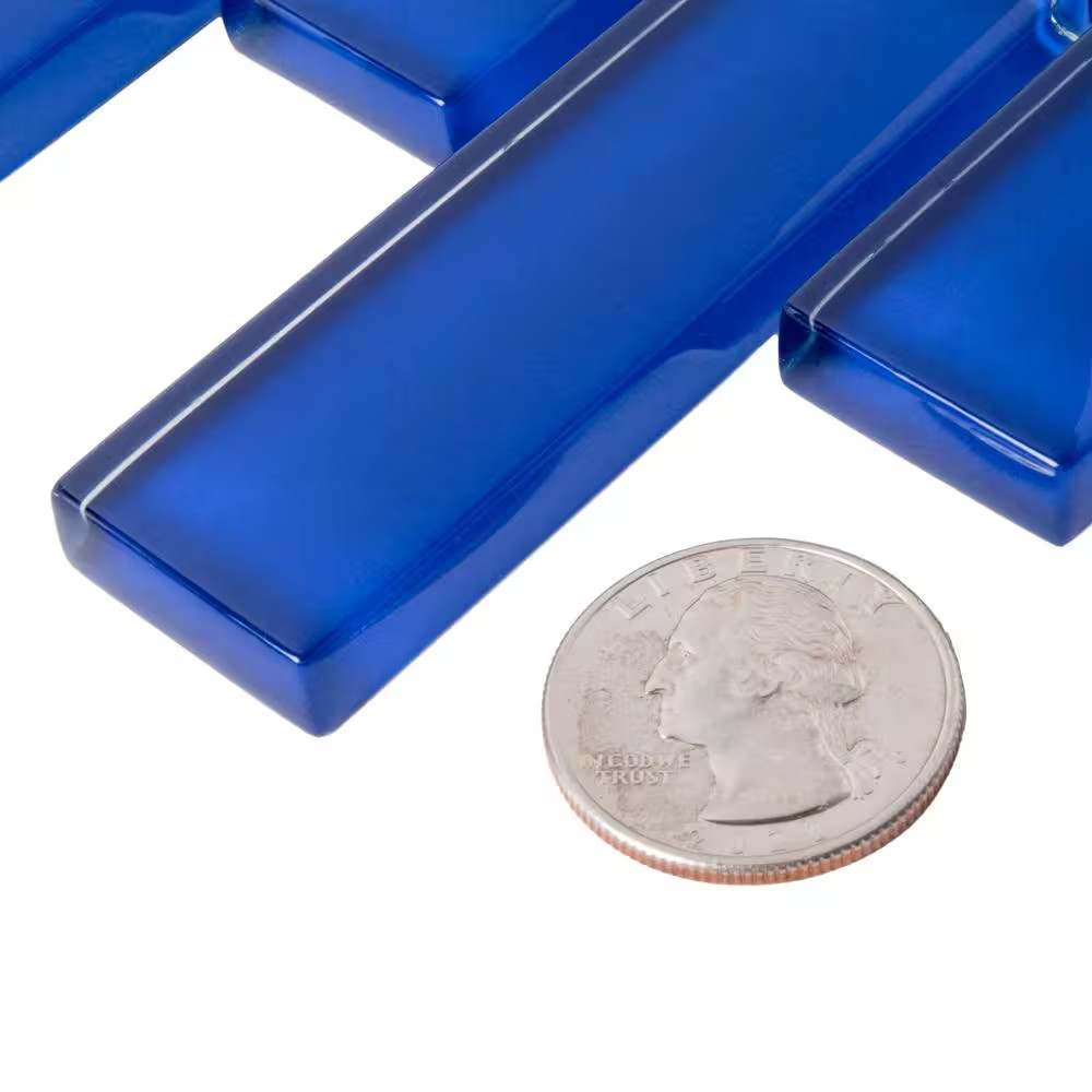 Cobalt Blue 11.9 In. X 11.9 In. Polished Glass Mosaic Tile (4.92 Sq. Ft./Case)