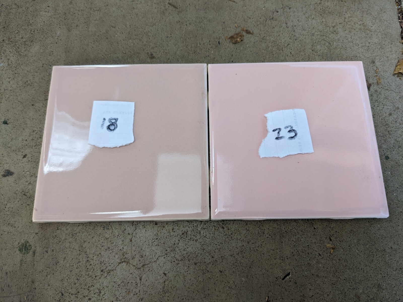 2 pieces 4 1/4″ Ceramic Tile #23 Pink Blush New Old Stock American Olean Tile
