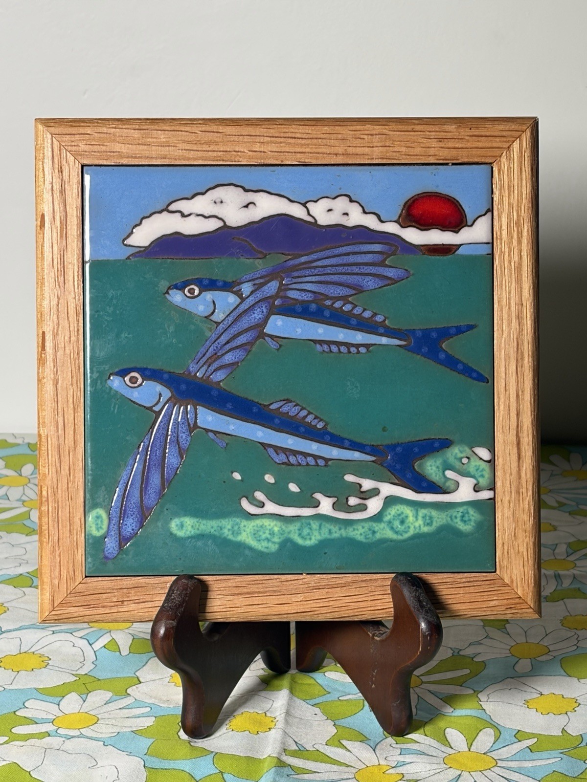 Ceramic Tile Flying Fish Sealife wall decor hot plate installation backsplash