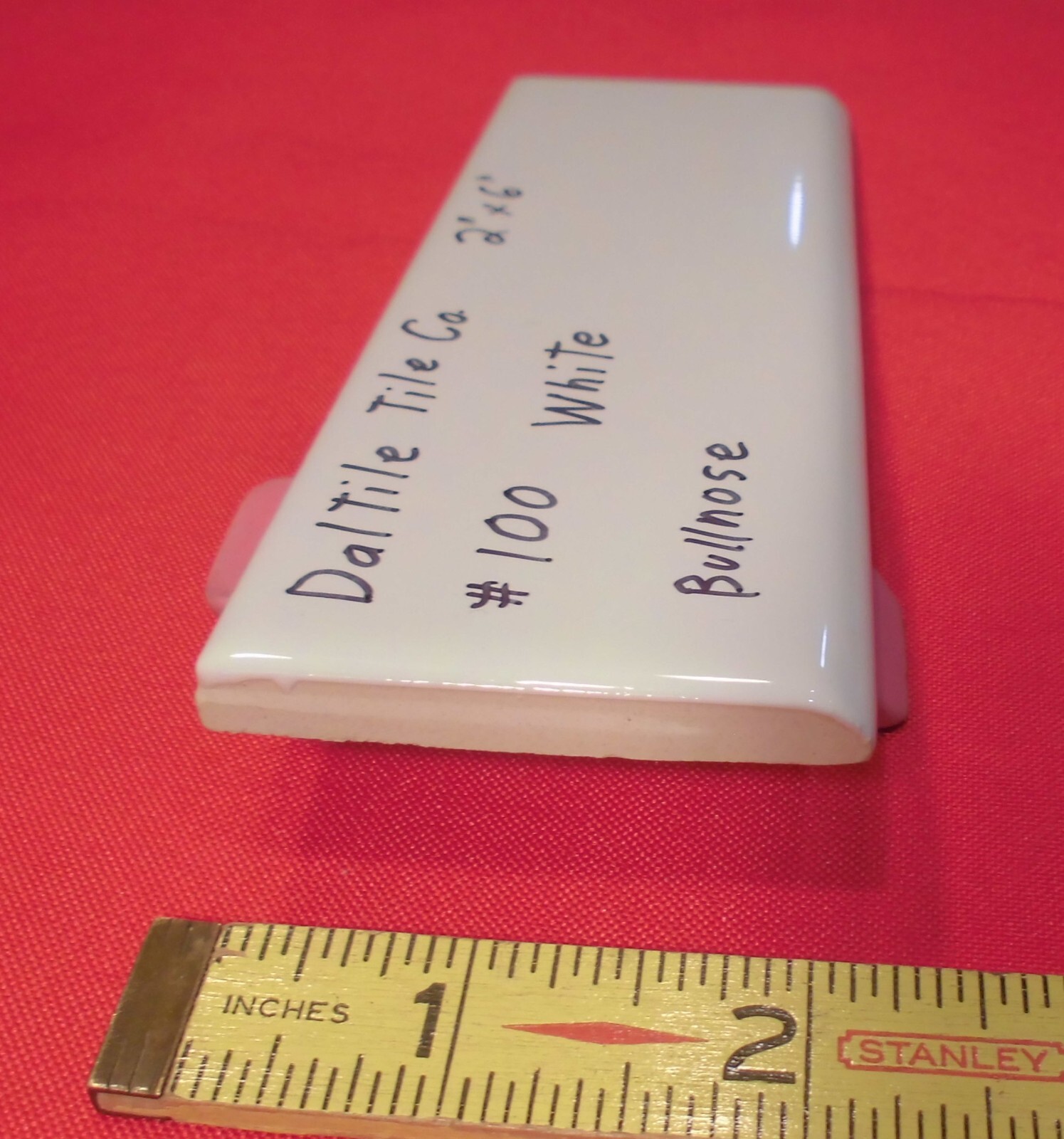 1 pc. Glossy White #100: 2″ X 6″ Bullnose Ceramic Tiles by Daltile, New Stock