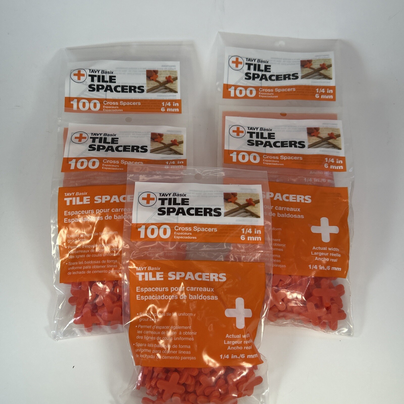 Tavy Basix | Cross Tile Spacers | 1/4in- 6mm | 500 Pc. Five Pack | New