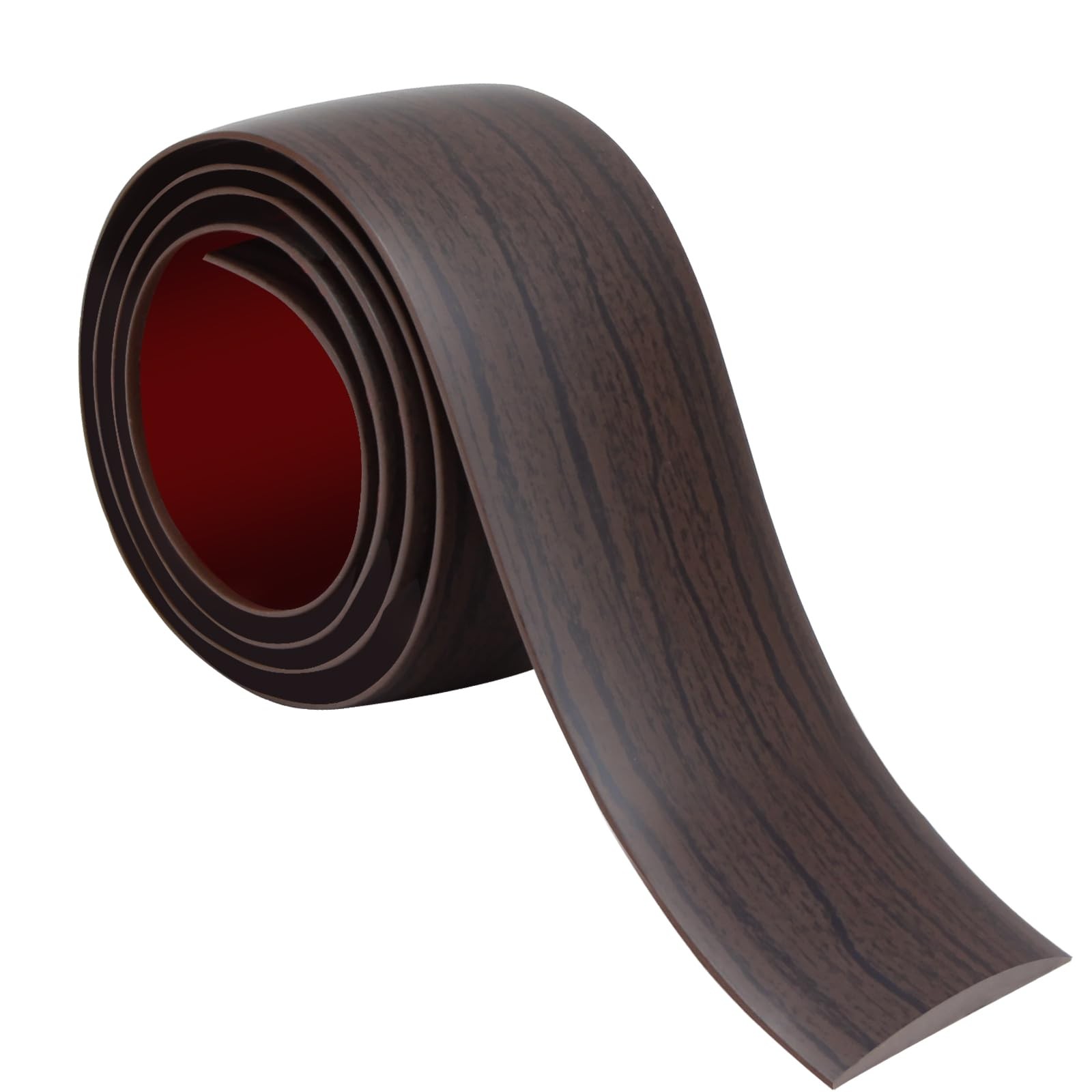 Self Adhesive Flat Vinyl Floor Transition Strip Wood Grain 3.28 FT Dark Walnut
