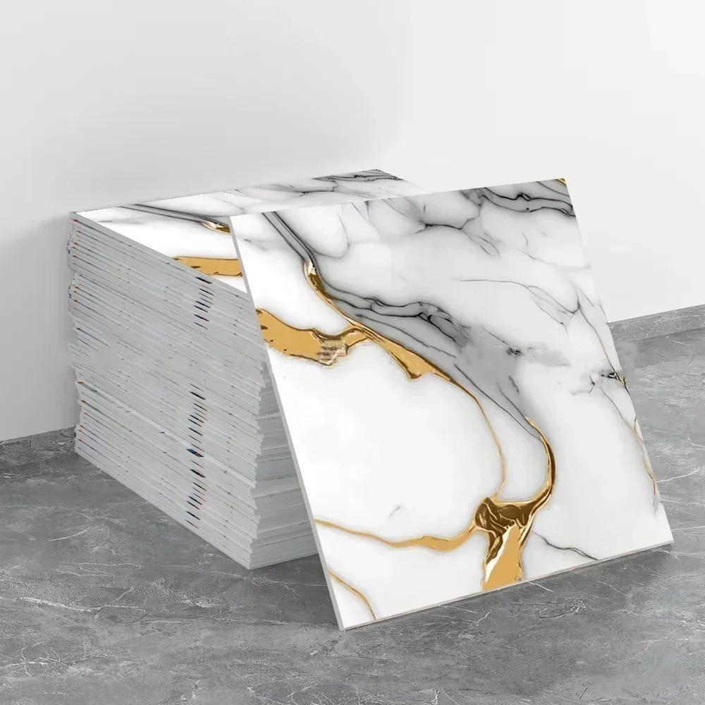 10Pcs Peel and Stick Marble Floor Wall Panels 23.6″x11.8″ PVC Tiles Sticker US