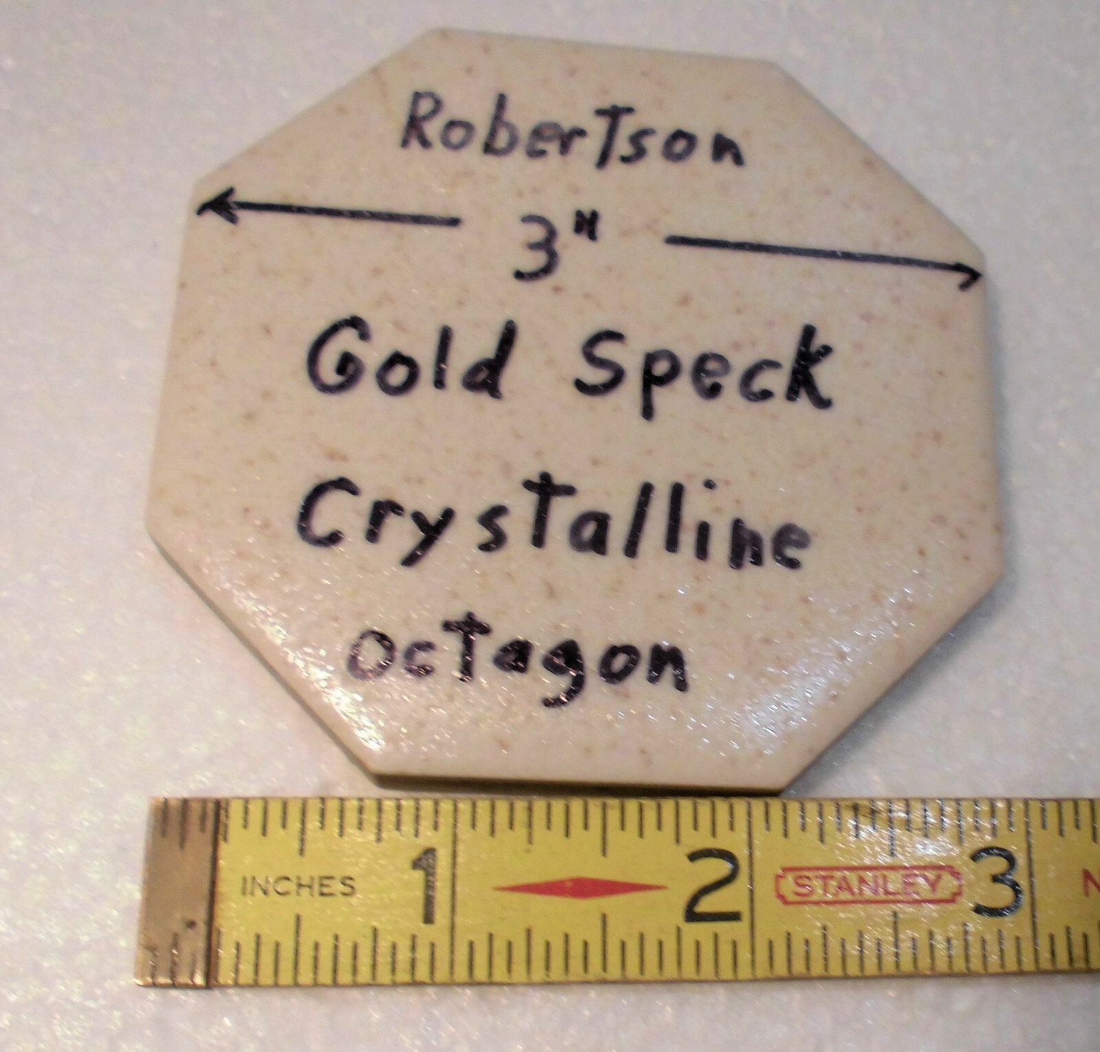 1 pc. Gold Speck – Dust; Octagon Ceramic Tile 3″ by Robertson, Crystalline: NOS