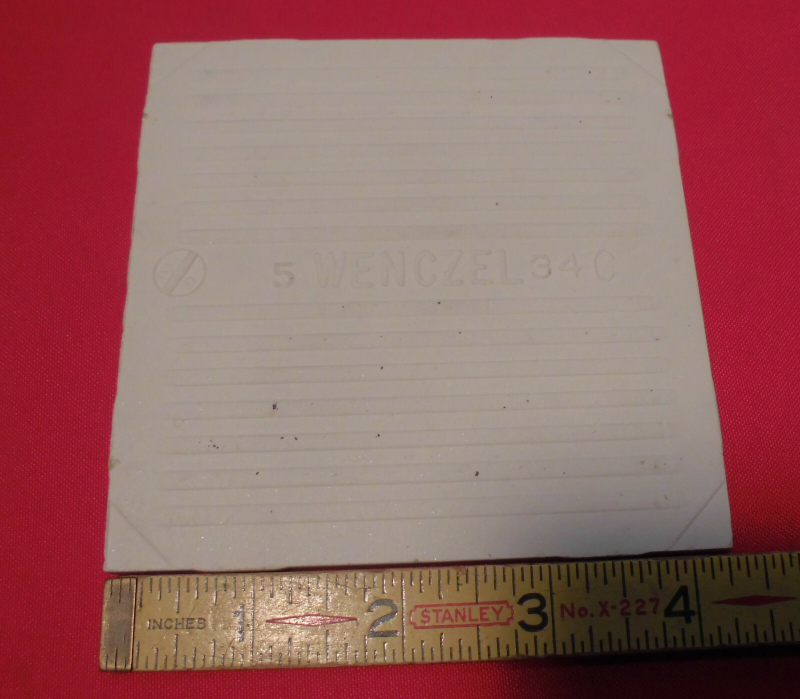 1 pc. *Avocado-Olive-Green* Glossy Ceramic Tile; Wenczel Co. 4-5/16″- 4-3/8″