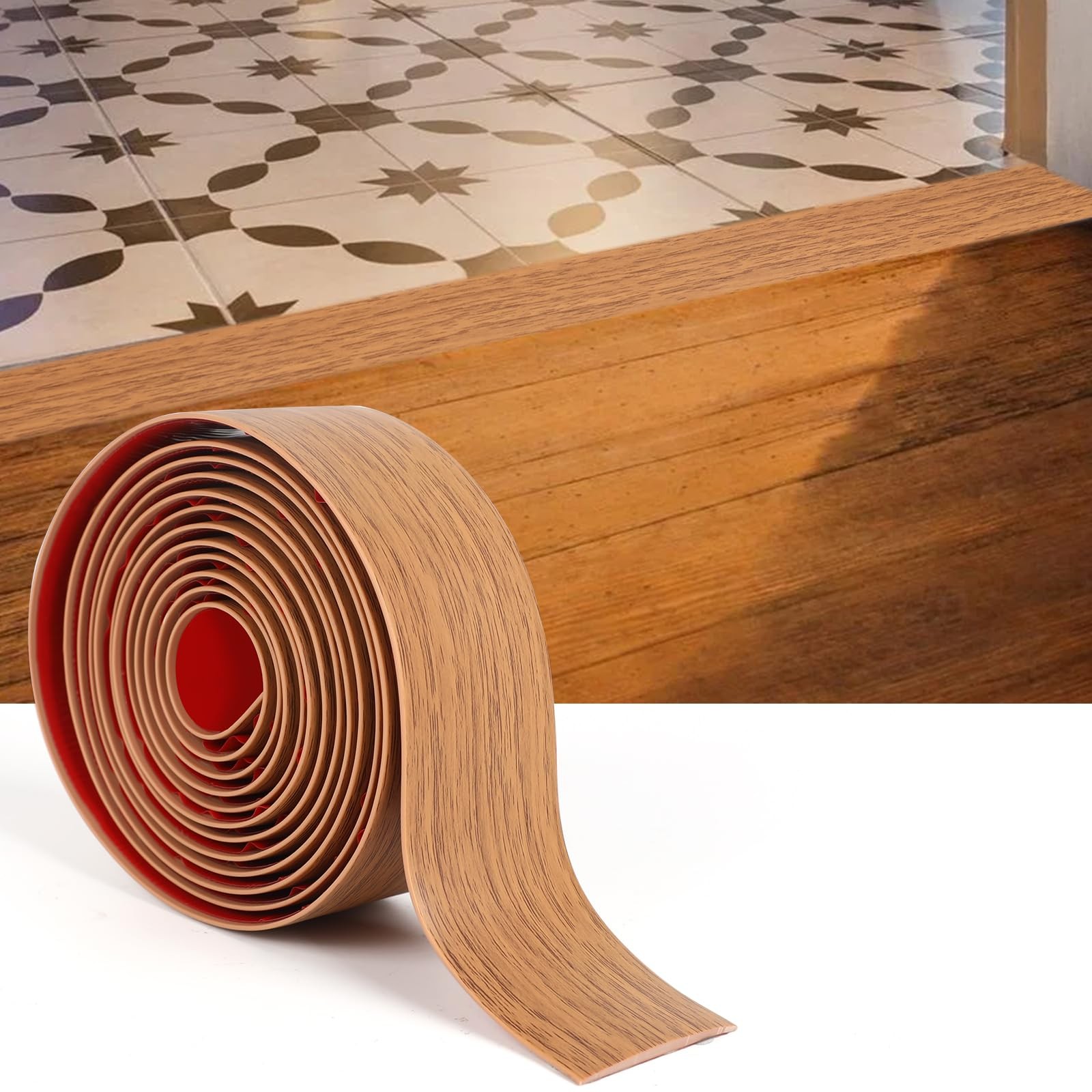 2” x 10Ft Self Adhesive Floor Transition 2 Inch x 10 Feet, Brown Wood Grain