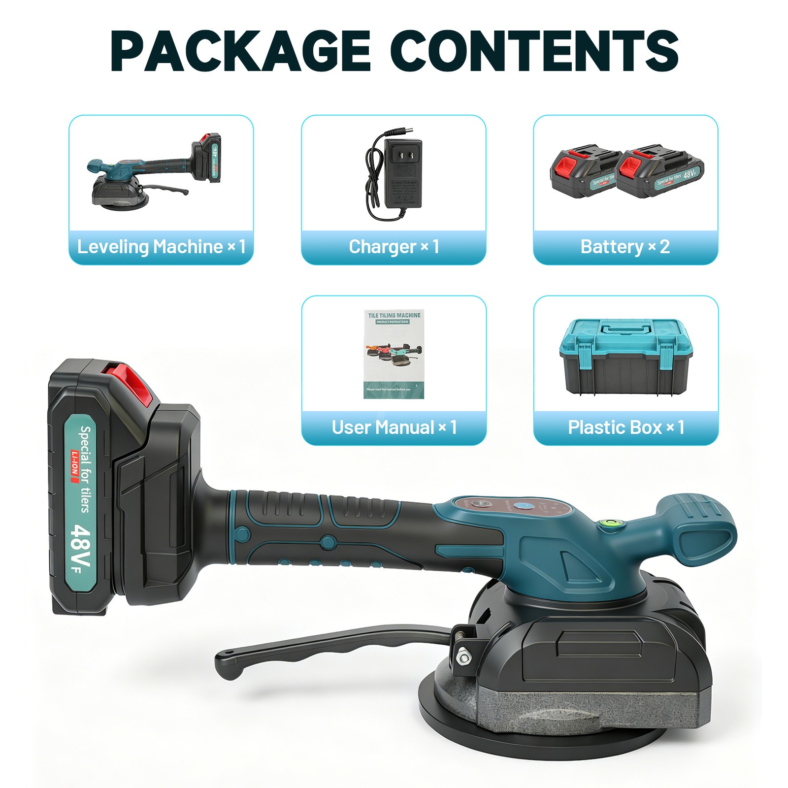Cordless Tile Vibration Machine Tool, Electric Leveling Machine w/1.5Ah Battery