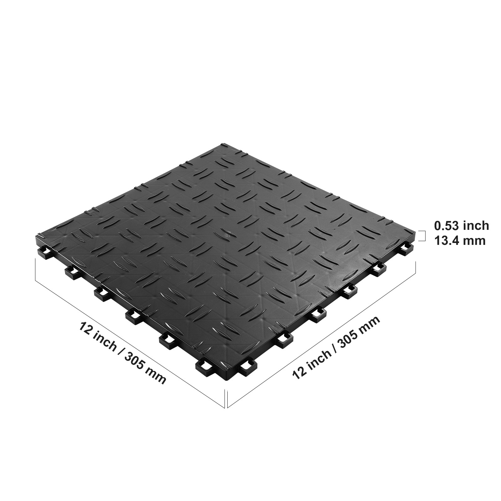 VEVOR Garage Tiles Interlocking 12×12 in 25 Pack Garage Flooring Tiles Black