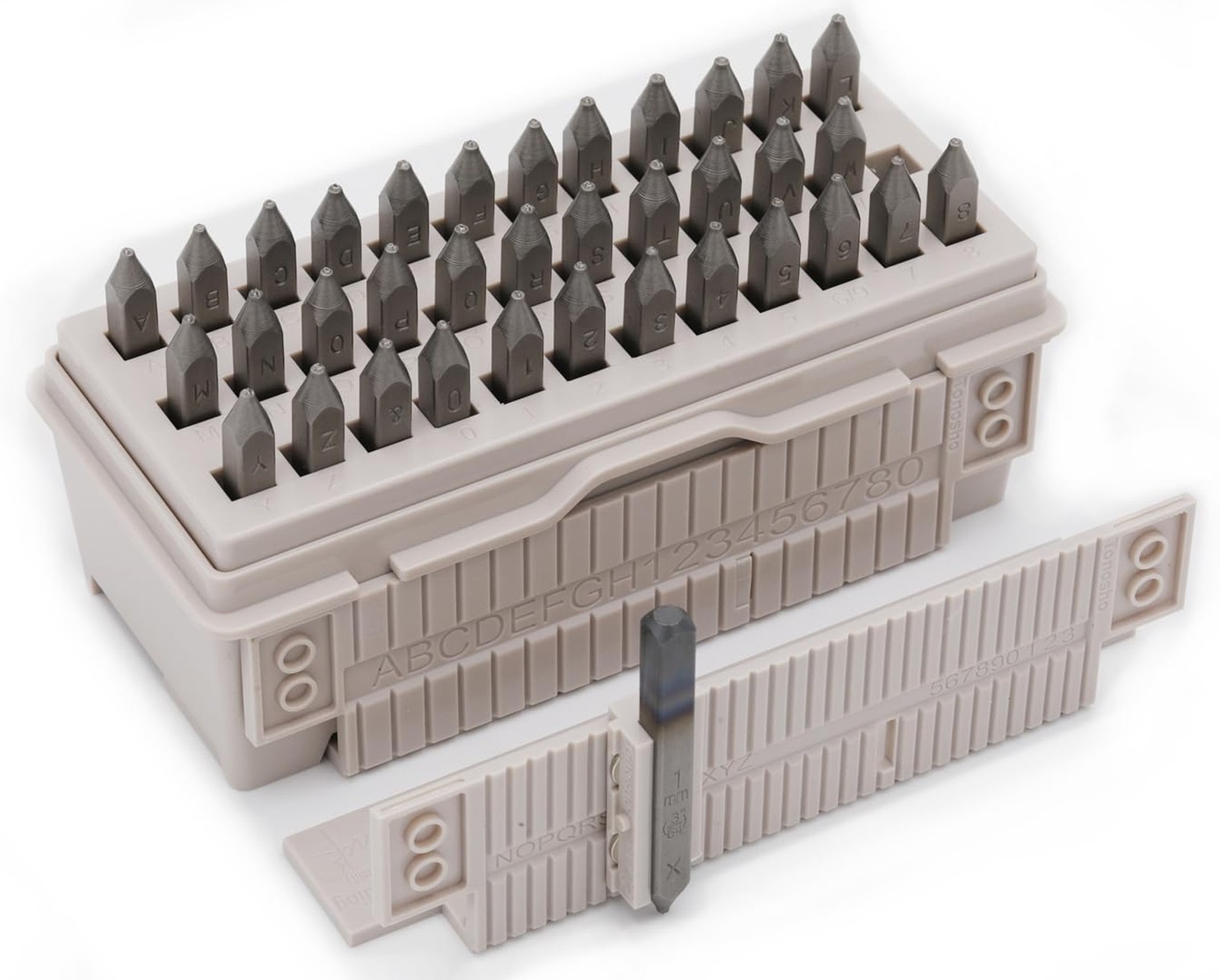 1mm (3/64″) Letter & Number Stamp Set with Patented Alignment Tool Box – 3