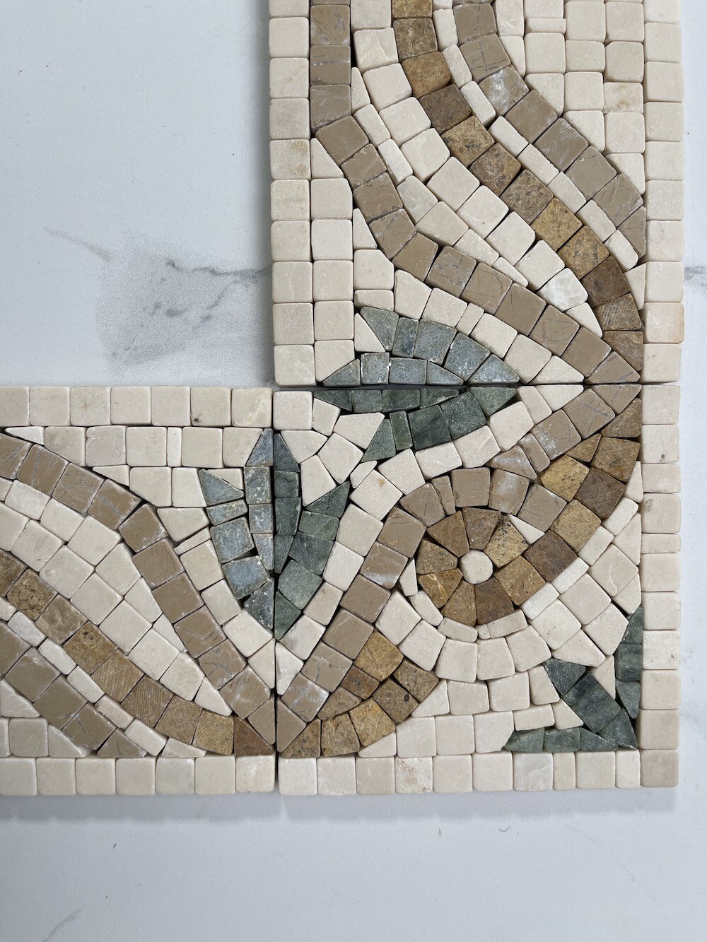 B4685CT Marble Mosaic Border Decorative Accent Tile Leaf Verde 4×4 Tumbled