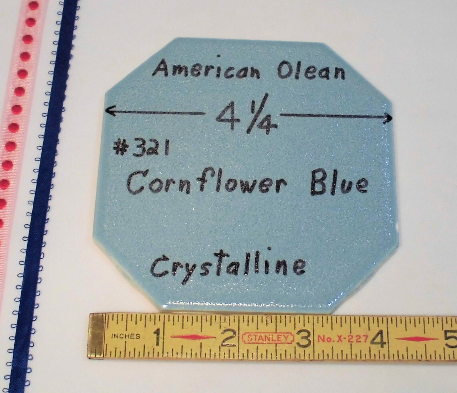 1 pc. Octagon Ceramic Tile 4-1/4″ *Cornflower Blue* Crystalline American Olean