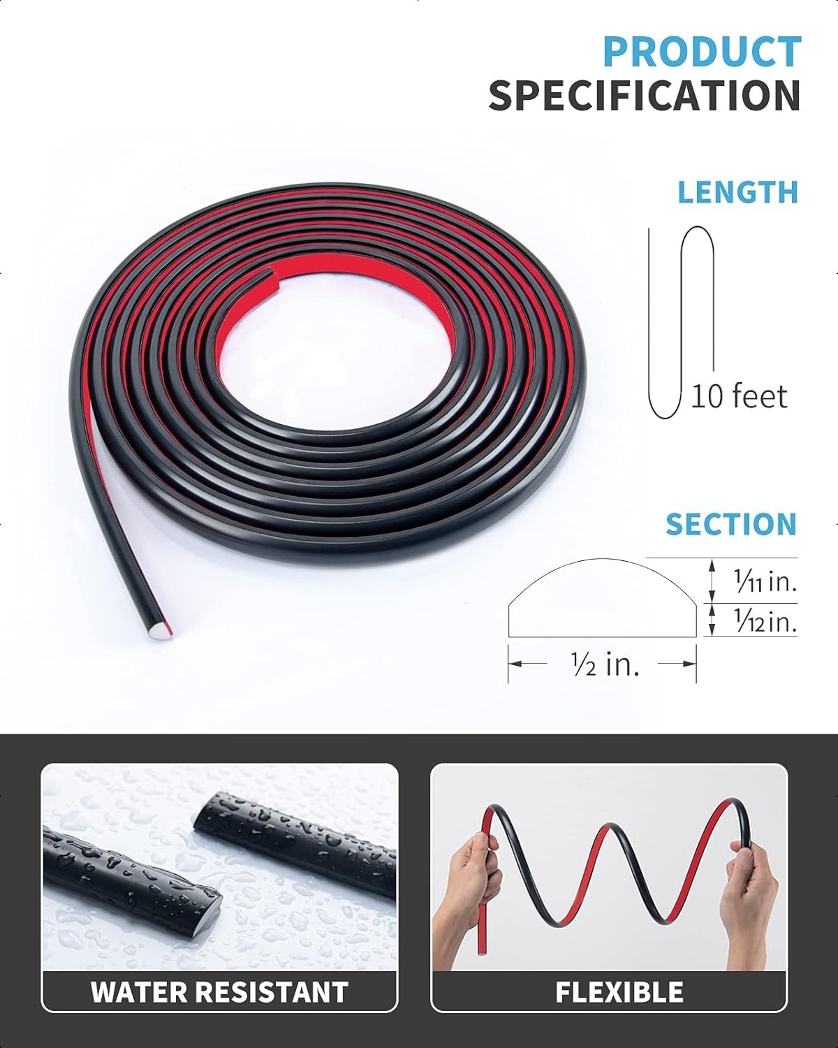 10 Ft Peel and Stick Trim – Elegant Black Tile Edge for DIY Backsplash Decor