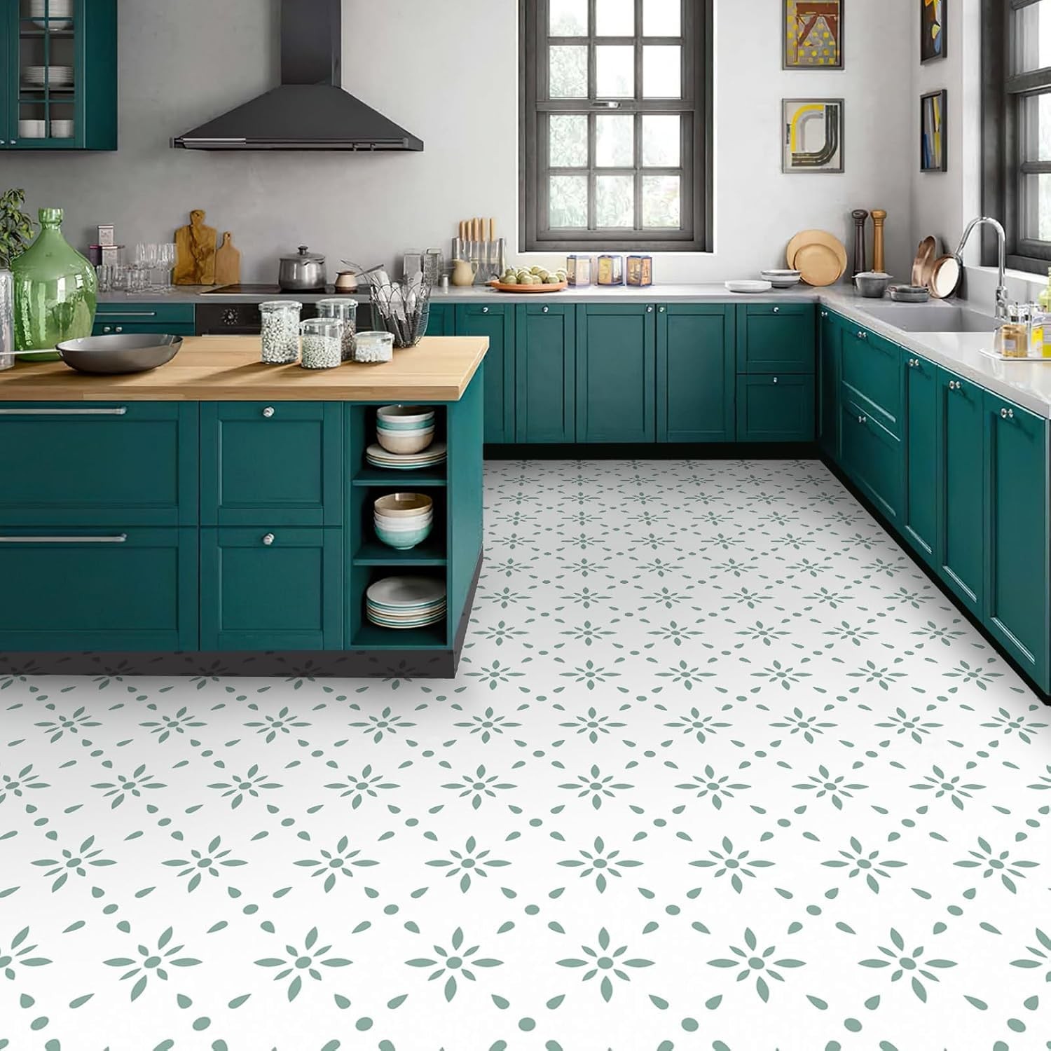 Peel & Stick Floor Tile Stickers Vinyl Flooring for Kitchen Bathroom Pet Hous…