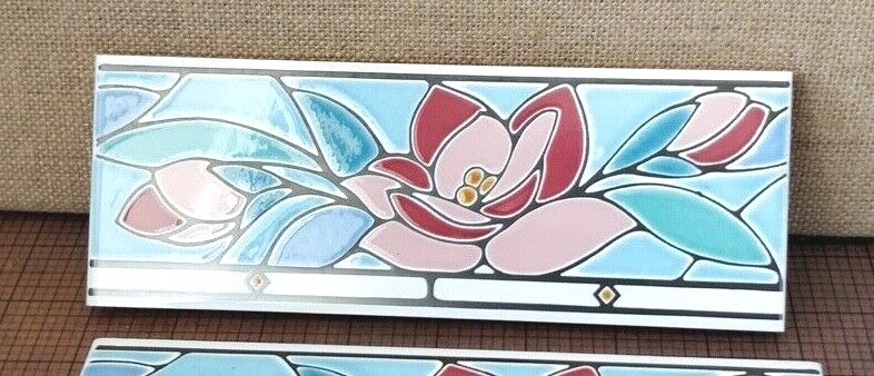 Multi color Flower Border Tile / Accent Tiles / Made in Italy – Hand-painted