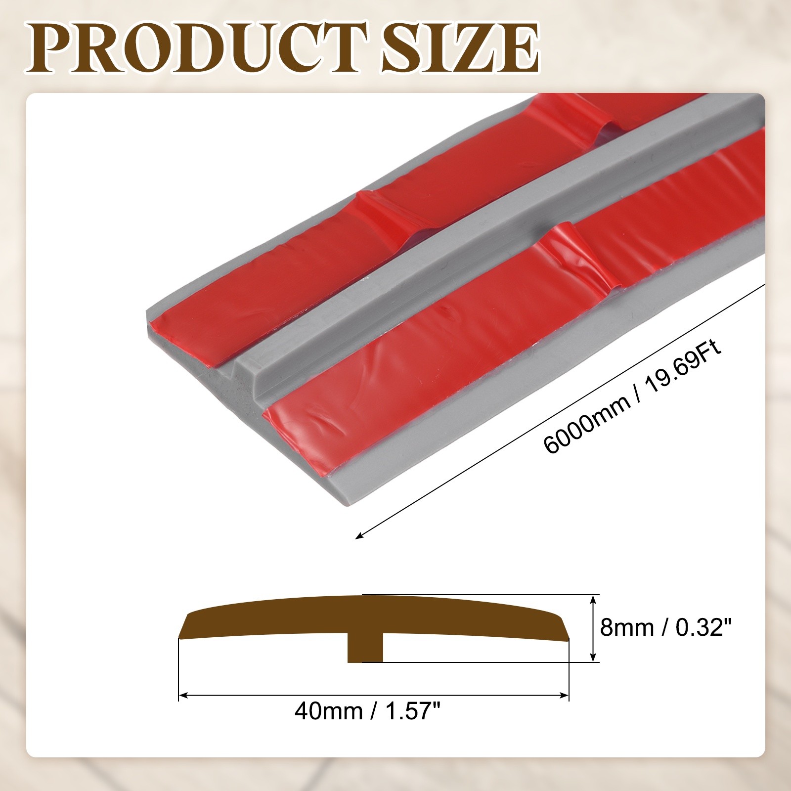 T-Molding Transition Strip 19.69 Ftx1.57″ Flooring Edging Trim Gray,