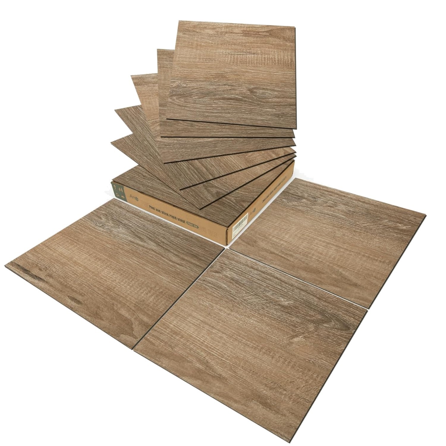 30 Sq. Ft Peel and Stick Vinyl Floor Tiles – Light Brown Ash