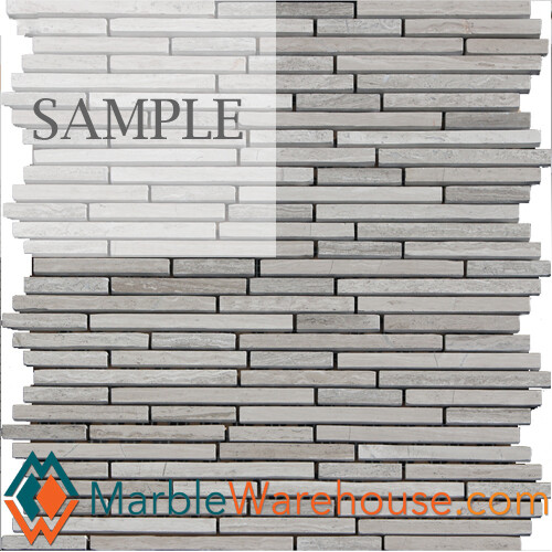 Wooden Grey Marble12″x12″ Mosaic Polished 1/4″x Random Linear + Free Shipping