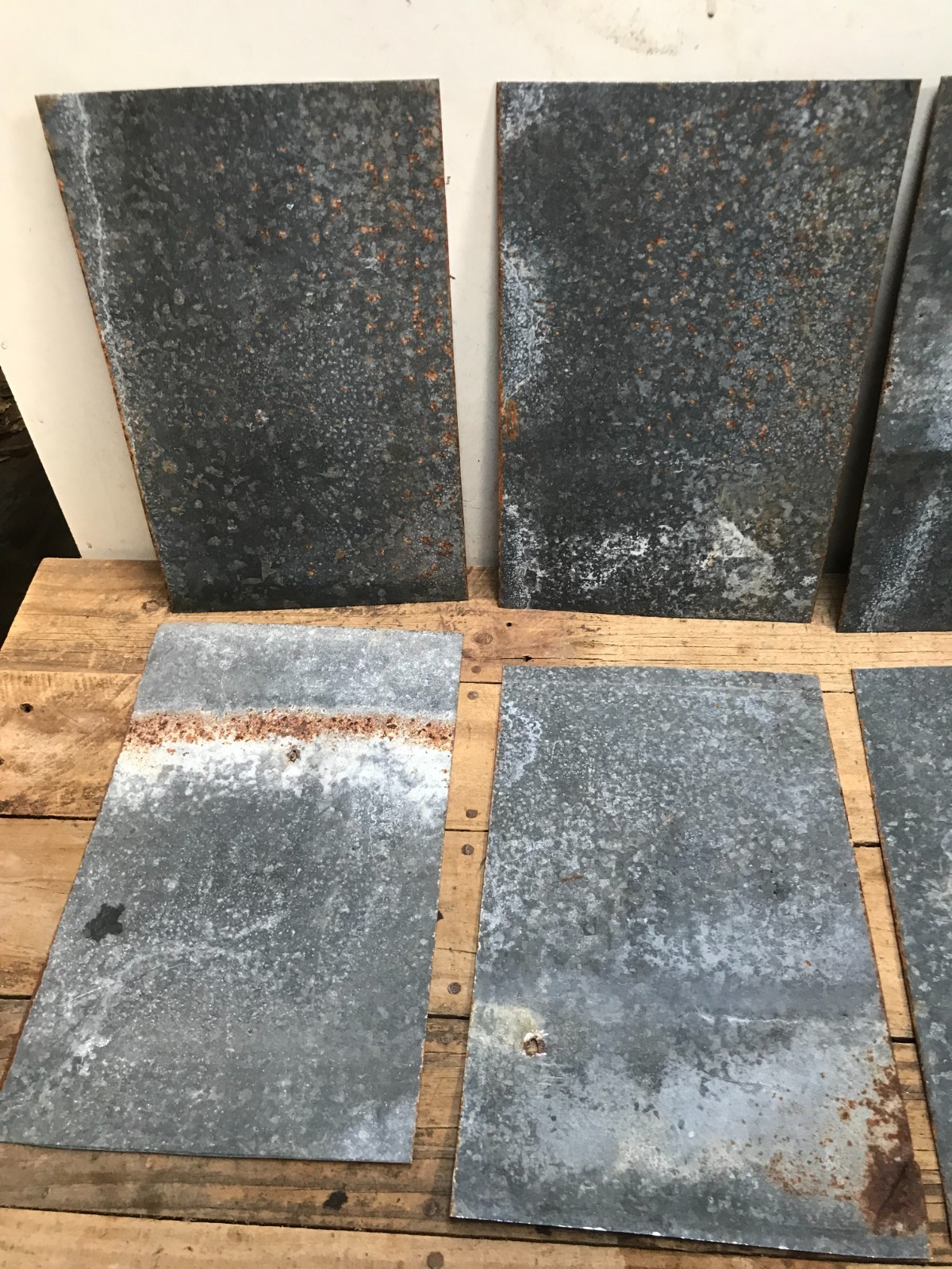 10 Rusty Galvanized Patina Sheet Metal 12″ x 7 1/2 – 8″ Wall Tile Art Garden (D)