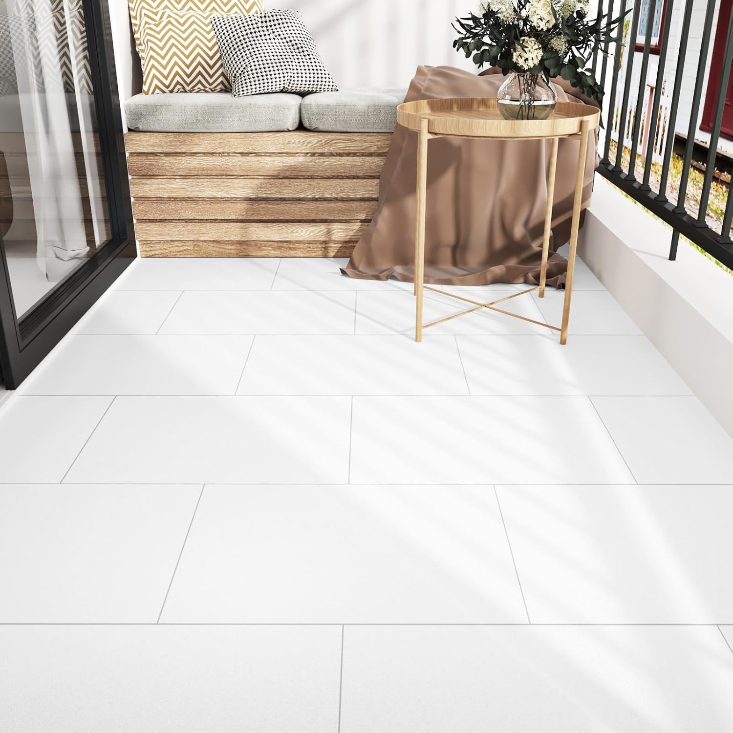 White Floor Tiles Peel and Stick 12″x24″ Self Adhesive Sheet Vinyl Flooring