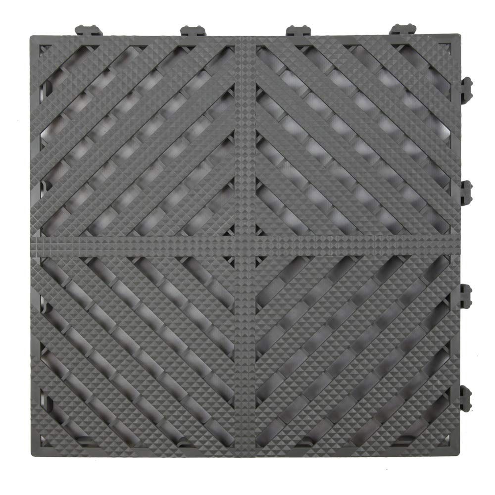 Modular Interlocking Deck Tile 13″x13″x3/4″ Heavy Duty for Garage Flooring, C…