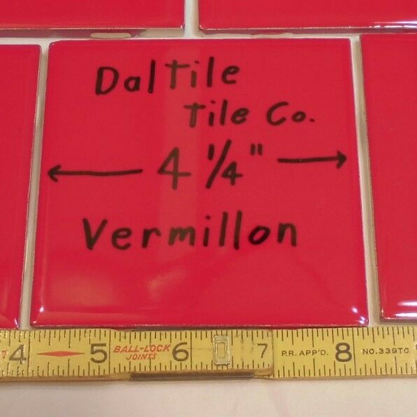 1 pc. Glossy Ceramic Tile *Vermillon*by Daltile…4-1/4″ Brilliant Red Color