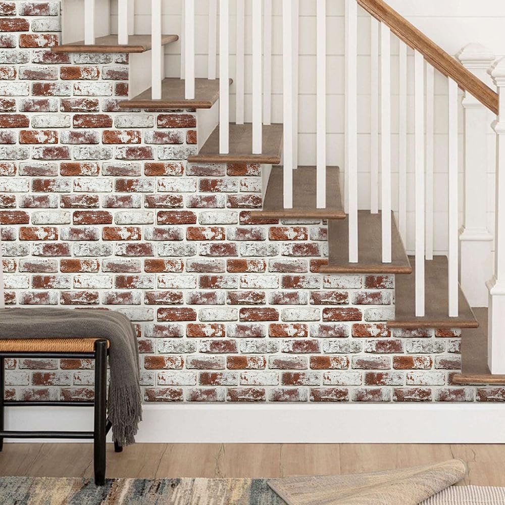 COMSTICKC 3D Faux Brick Wall Panels Peel and Stick,10 Pcs of 12″X12″,Small Si…