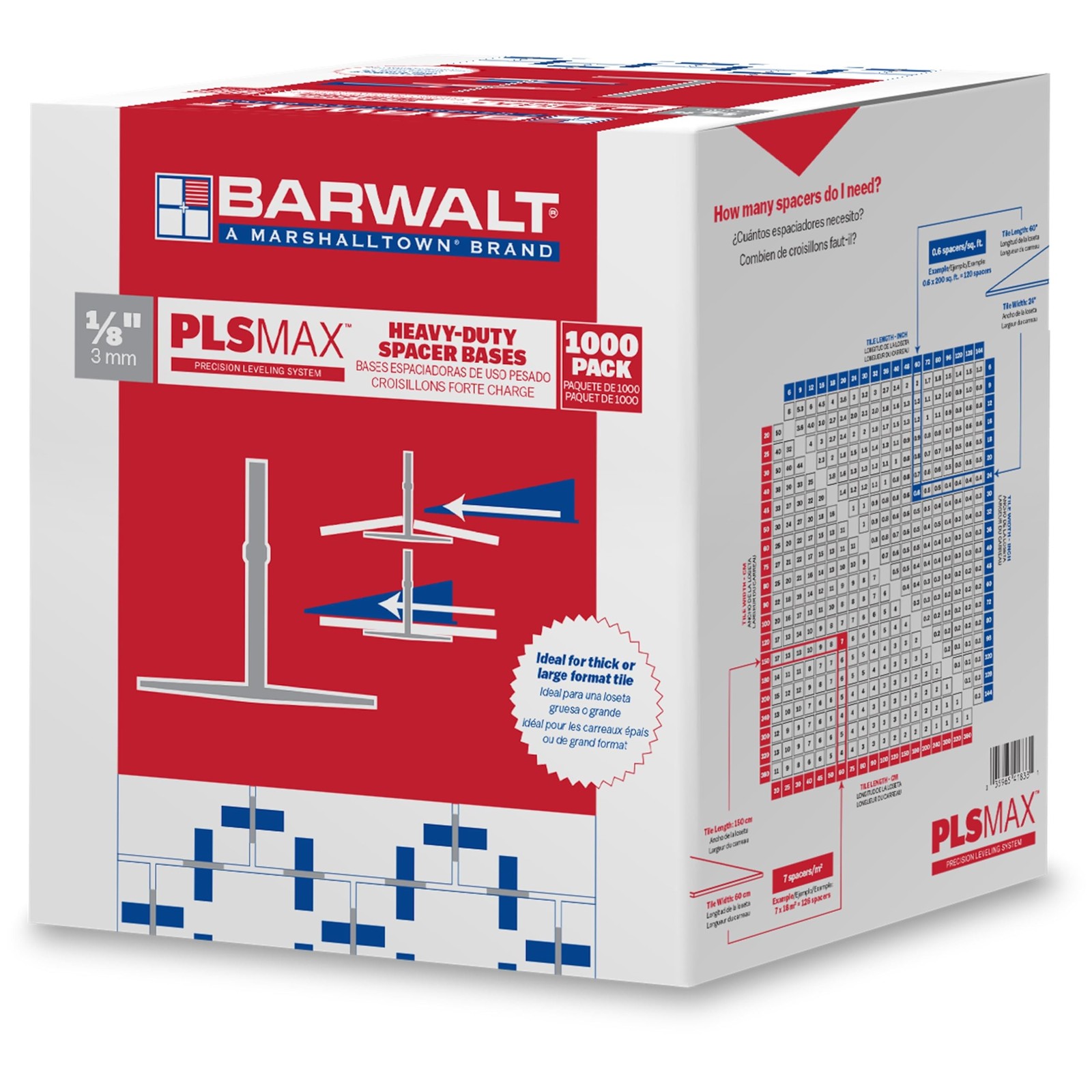 BARWALT PLS MAX 1/8 Inch Tile Leveling System | Spacer bases and clips delive…