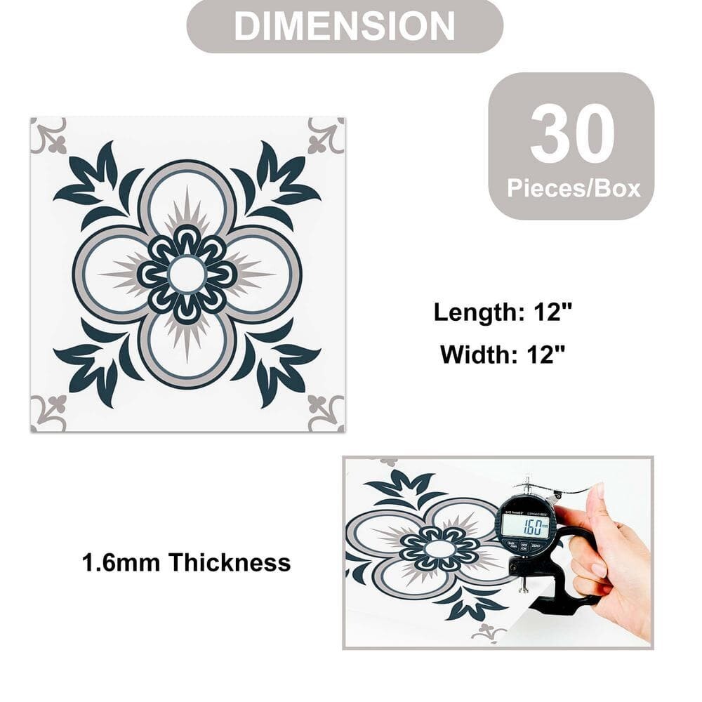 Jeedeson 12″x12″x11 MIL Vinyl Peel & Stick Backsplash Wall Tile Stickers (30-Pk)