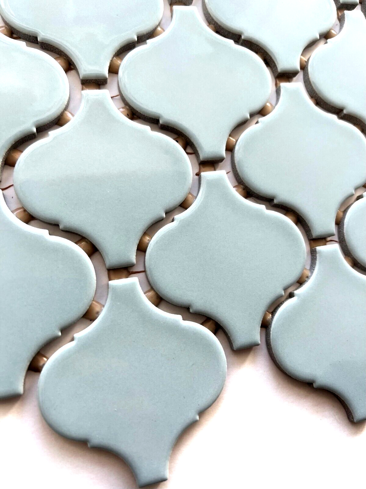 Turquoise Glossy Lantern Arabesque Porcelain Mosaic Tile Wall Floor Backsplash