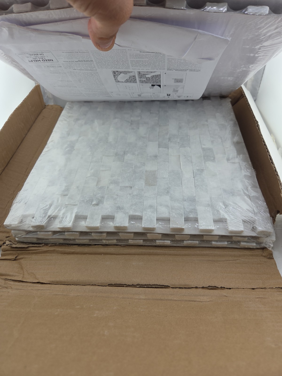 Carrara White Natural Marble Peel & Stick Wall Tiles (5pk) 10″x11″ Free Shipping