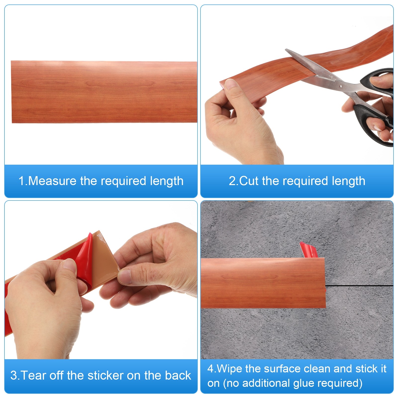 Floor Transition Strip 2″ 10ft Self-Adhesive Edge Trim Dark Brown Wood Grain
