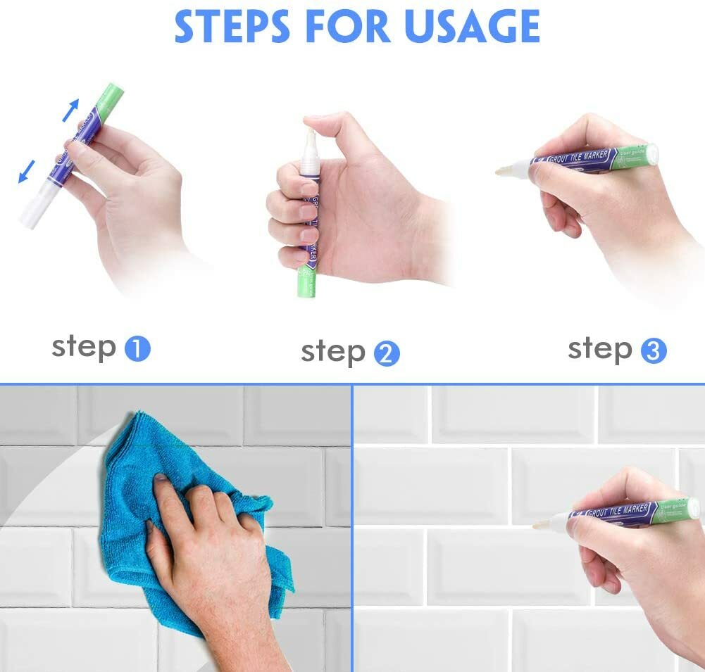8 colours Waterproof Grout Pen Ideal to Restore the Look of Tile Grout Lines
