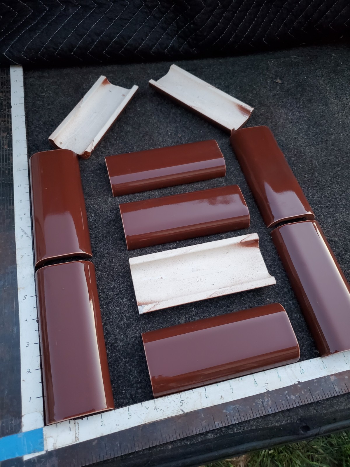 Vintage Double Radius Bullnose Ceramic Brown Tile 6 x 2-1/2″ 10pc NOS