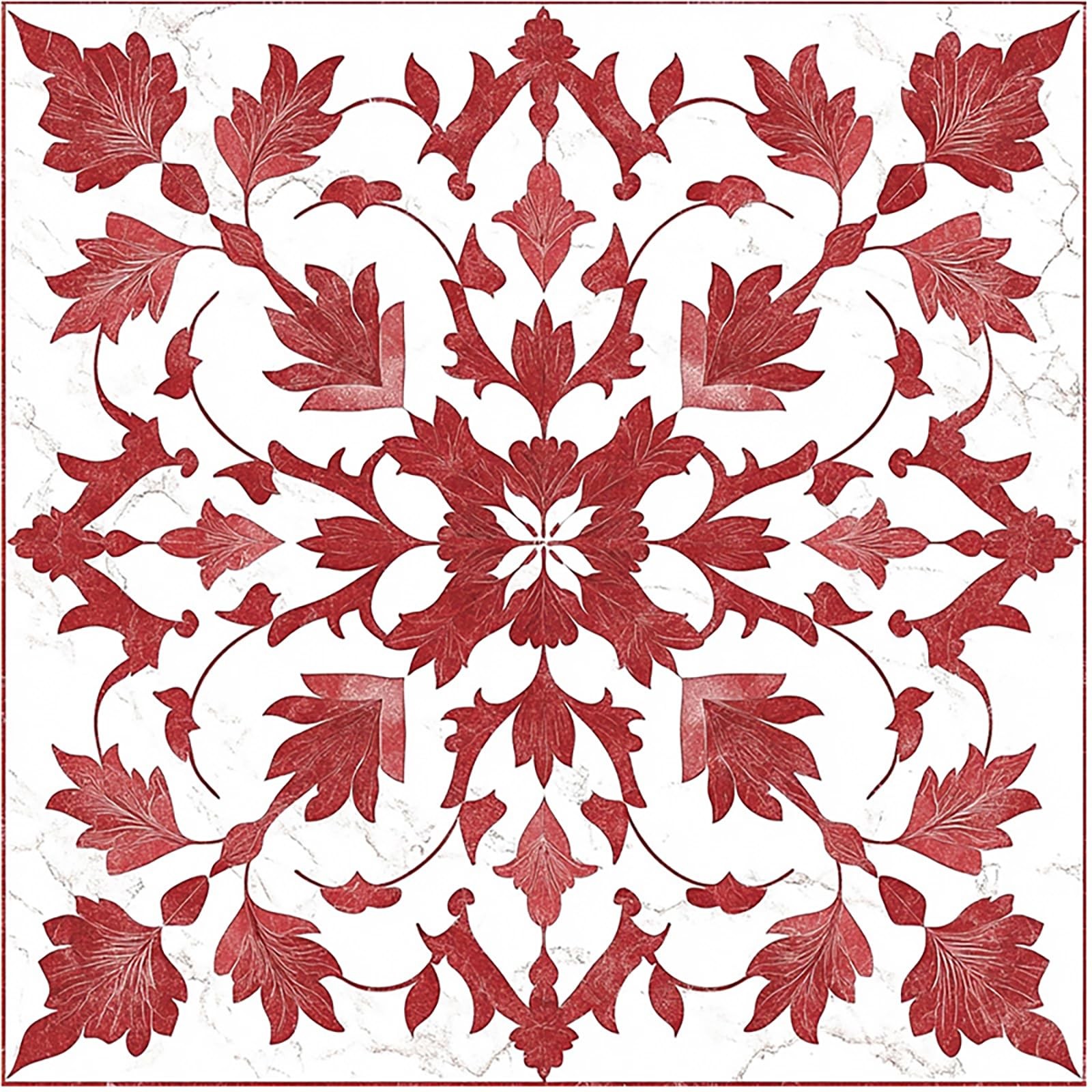 10 PCS Red Leaf Floral Pattern Peel And Stick Vinyl Floor Tiles 11.8×11.8 Inch