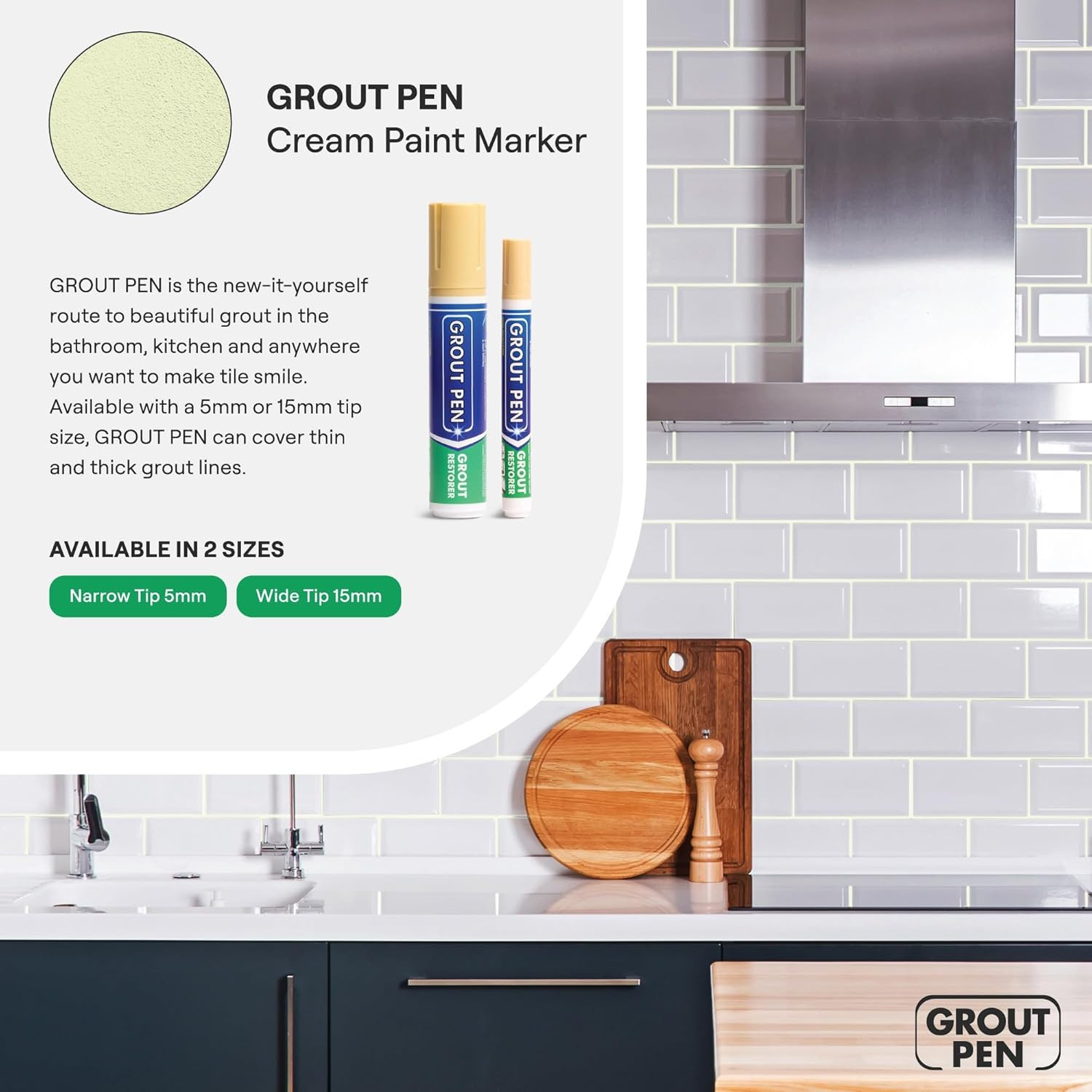 Grout Pen Cream Tile Paint Marker: Waterproof Grout Paint Pen, Tile Grout Colora
