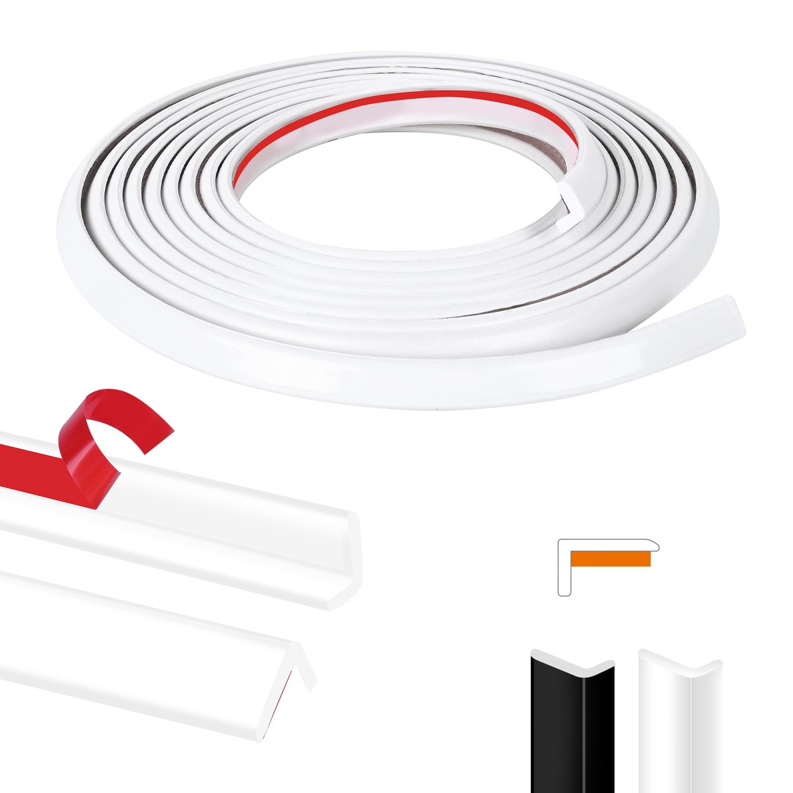 Kikerike Peel and Stick Tile Edge Trim 10Ft L-Shape Outside Corner Molding Vinyl