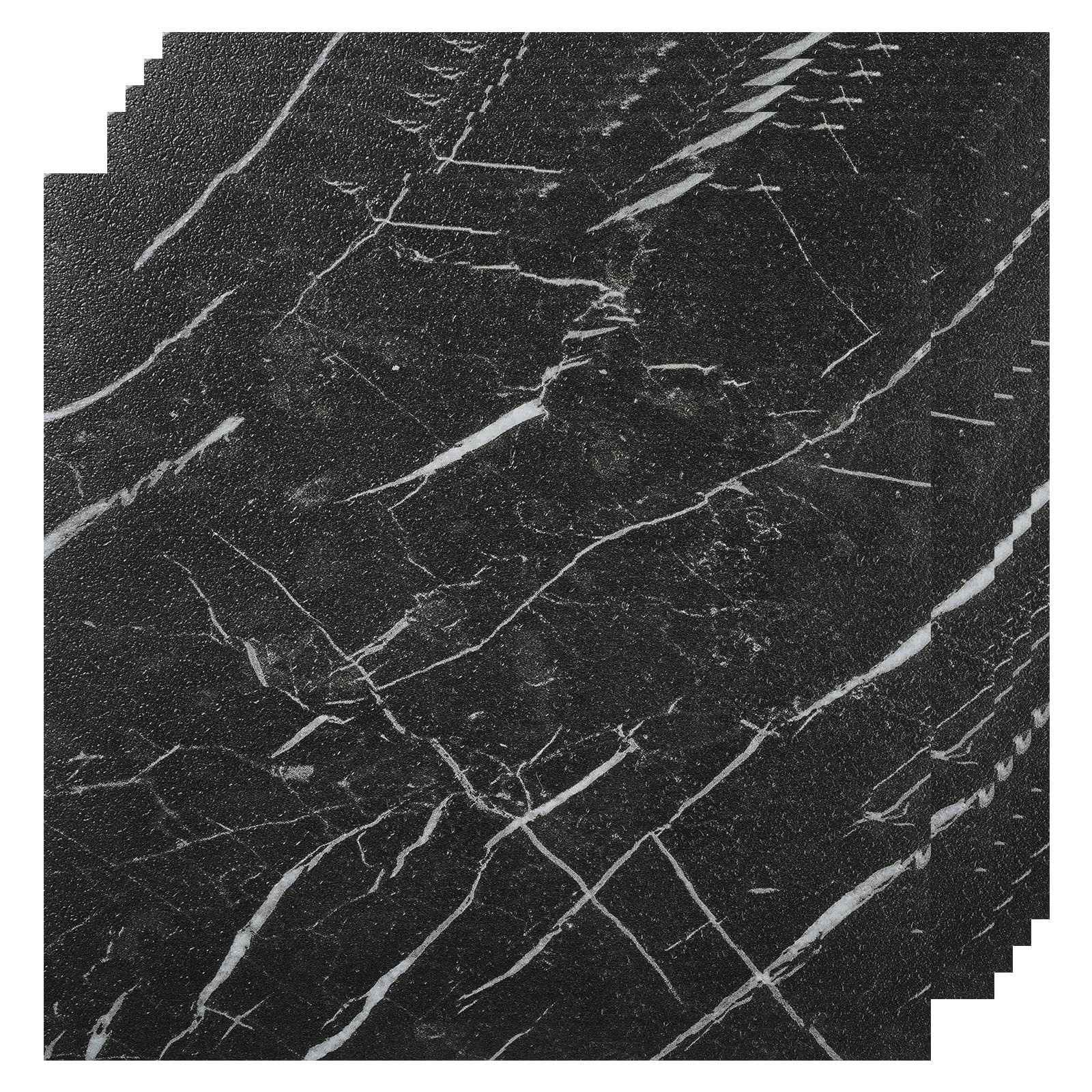 VallisCo 30-Piece 12×12 Peel & Stick Floor Tiles 30 Sq Ft Waterproof Black