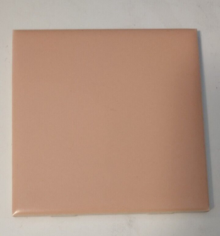 1 Wall Tile Mosaic USA 4-3/8″ Square Satin Creamy Peach Pink Ceramic 1950s Retro