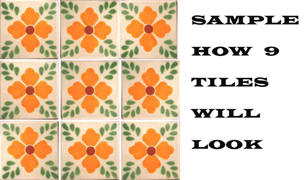 #C038) Mexican Tile sample Ceramic Handmade 4×4 inch, GET MANY AS YOU NEED !!