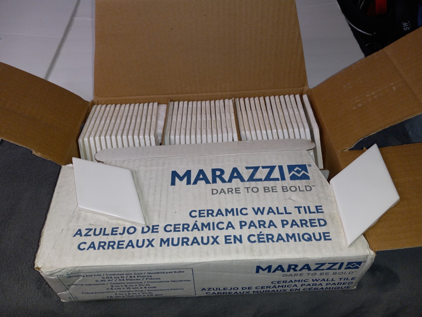 MARAZZI LuxeCraft Diamond White Glazed Glossy Ceramic Tiles 3″ x 6″ – Set of 20